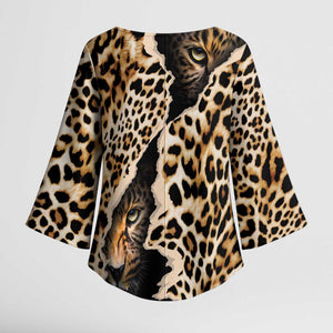 Africa Leopard Skin Pattern Kimono Sleeve Blouse Version 02