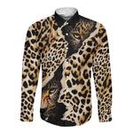 Afro Leopard Skin Pattern Long Sleeve Button Shirt Version 02