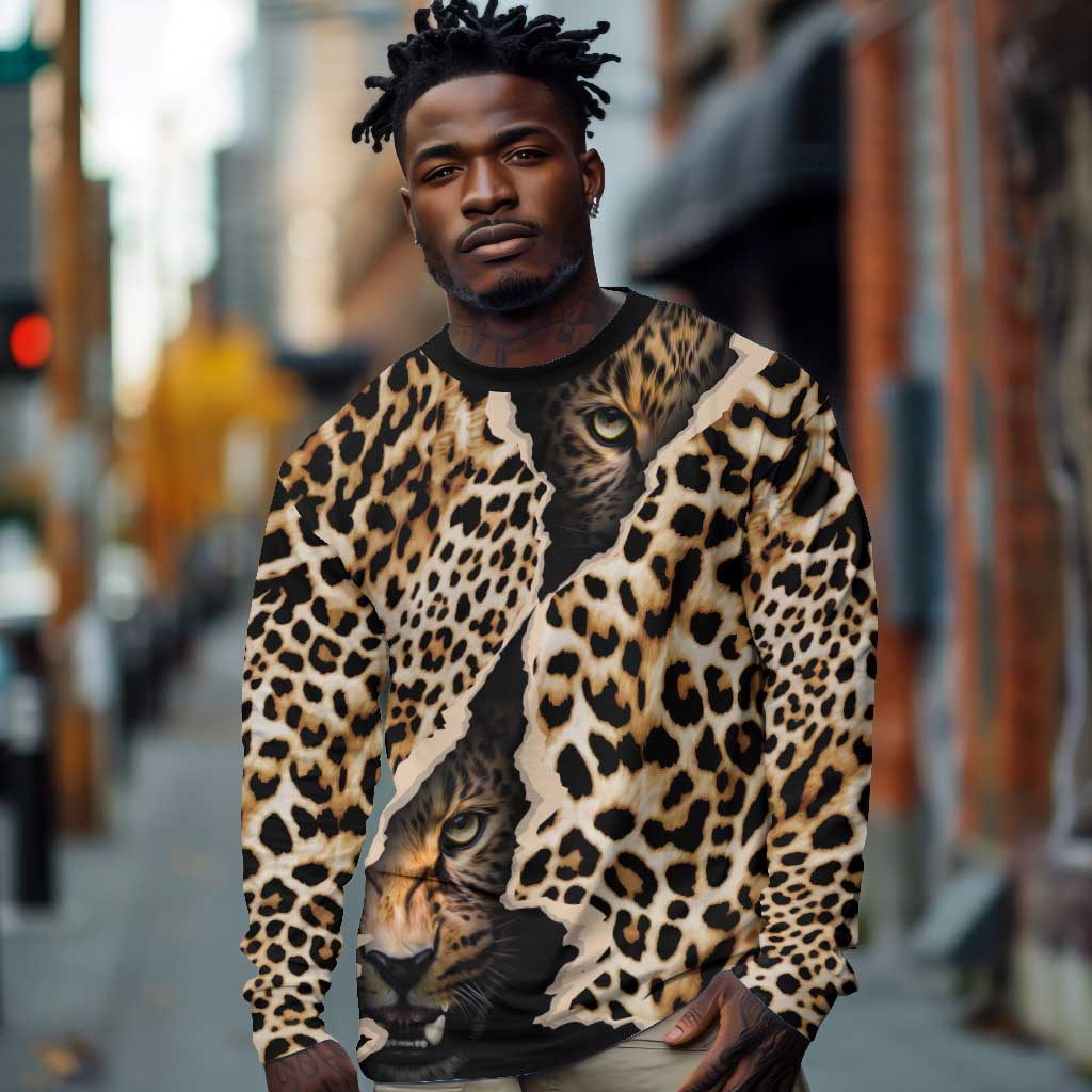 Afro Leopard Skin Pattern Long Sleeve Shirt Version 02 LT9