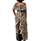Afro Leopard Skin Pattern Off Shoulder Maxi Dress Version 02