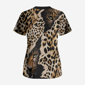 Africa Leopard Skin Pattern Scrub Top Version 02
