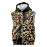 Afro Leopard Skin Pattern Sleeveless Zip Hoodie Version 02 - African Pride