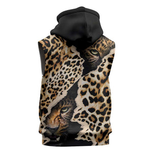 Afro Leopard Skin Pattern Sleeveless Zip Hoodie Version 02 - African Pride