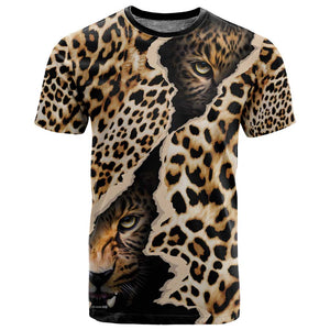 Afro Leopard Skin Pattern T shirt Version 02