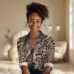 Afro Leopard Skin Pattern Women Casual Shirt Version 02 LT9