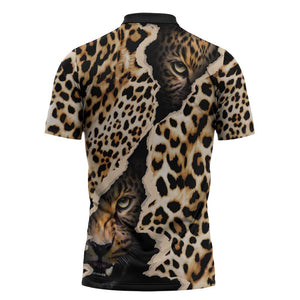 Africa Leopard Skin Pattern Zipper Polo Shirt Version 02