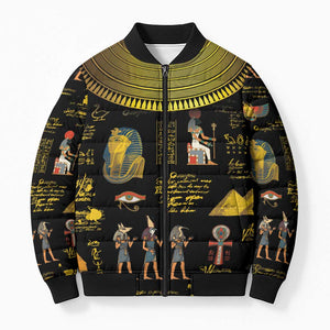Ancient Egypt and Hieroglyphs Bomber Puffer Jacket