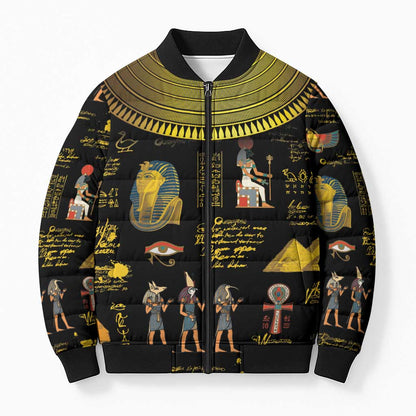 Ancient Egypt and Hieroglyphs Bomber Puffer Jacket