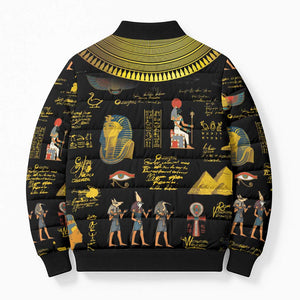 Ancient Egypt and Hieroglyphs Bomber Puffer Jacket