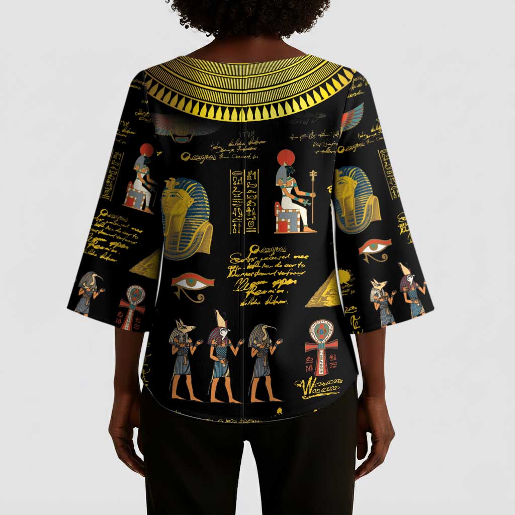Ancient Egypt and Hieroglyphs Kimono Sleeve Blouse