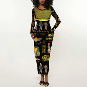 Ancient Egypt and Hieroglyphs Long Sleeve Bodycon Dress LT9