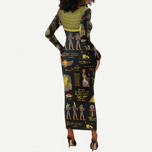 Ancient Egypt and Hieroglyphs Long Sleeve Bodycon Dress LT9