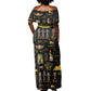 Ancient Egypt and Hieroglyphs Off Shoulder Maxi Dress