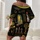 Ancient Egypt and Hieroglyphs Off Shoulder Short Dress