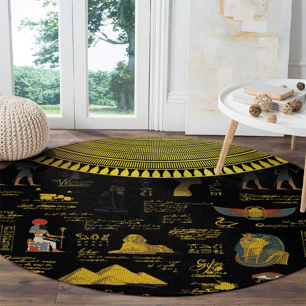 Ancient Egypt and Hieroglyphs Round Carpet