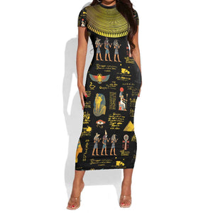 Ancient Egypt and Hieroglyphs Short Sleeve Bodycon Dress LT9
