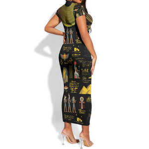 Ancient Egypt and Hieroglyphs Short Sleeve Bodycon Dress LT9