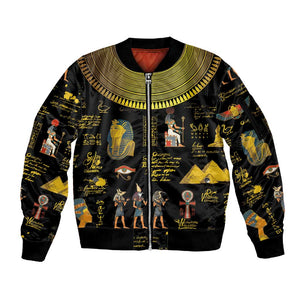 Ancient Egypt and Hieroglyphs Sleeve Zip Bomber Jacket