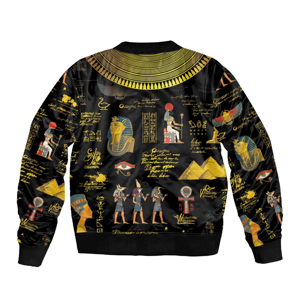 Ancient Egypt and Hieroglyphs Sleeve Zip Bomber Jacket