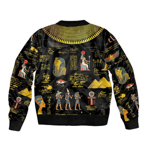 Ancient Egypt and Hieroglyphs Sleeve Zip Bomber Jacket