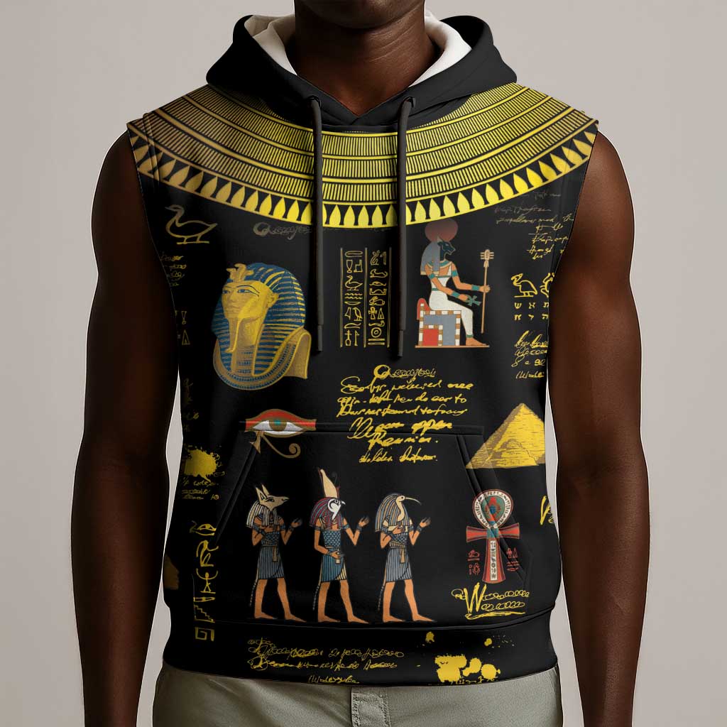 Ancient Egypt and Hieroglyphs Sleeveless Hoodie - African Pride