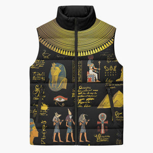 Ancient Egypt and Hieroglyphs Sleeveless Puffer Jacket