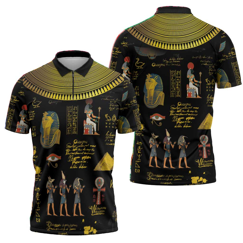 Ancient Egypt and Hieroglyphs Zipper Polo Shirt