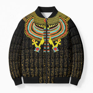 Ancient Egyptian Bomber Puffer Jacket Symbol of Horus The Falcon God