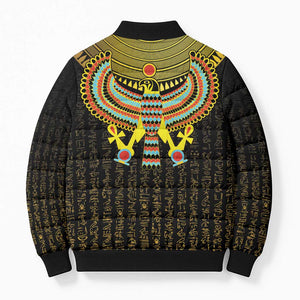 Ancient Egyptian Bomber Puffer Jacket Symbol of Horus The Falcon God