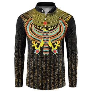 Ancient Egyptian Button Sweatshirt Symbol of Horus The Falcon God