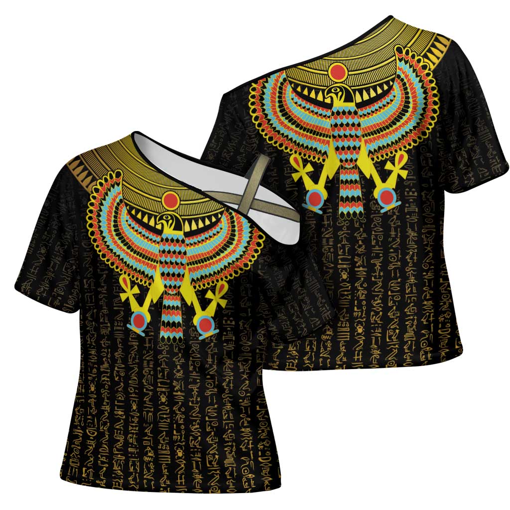 Ancient Egyptian Cross Shoulder Shirt Symbol of Horus The Falcon God