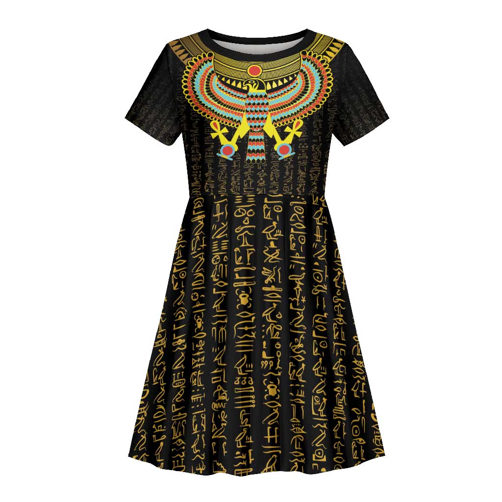 Ancient Egyptian Kid Short Sleeve Dress Symbol of Horus The Falcon God