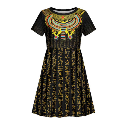 Ancient Egyptian Kid Short Sleeve Dress Symbol of Horus The Falcon God