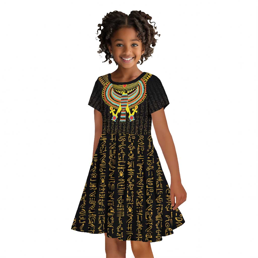 Ancient Egyptian Kid Short Sleeve Dress Symbol of Horus The Falcon God