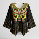Ancient Egyptian Kimono Sleeve Blouse Symbol of Horus The Falcon God
