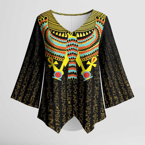 Ancient Egyptian Kimono Sleeve Blouse Symbol of Horus The Falcon God