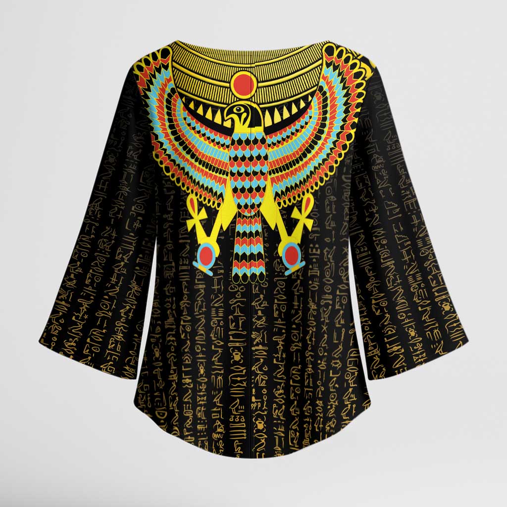Ancient Egyptian Kimono Sleeve Blouse Symbol of Horus The Falcon God