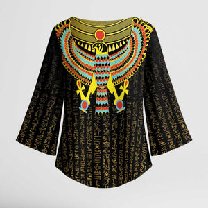 Ancient Egyptian Kimono Sleeve Blouse Symbol of Horus The Falcon God