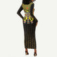 Ancient Egyptian Long Sleeve Bodycon Dress Symbol of Horus The Falcon God LT9
