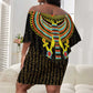 Ancient Egyptian Off Shoulder Short Dress Symbol of Horus The Falcon God