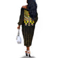 Ancient Egyptian Off The Shoulder Long Sleeve Dress Symbol of Horus The Falcon God
