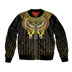 Ancient Egyptian Sleeve Zip Bomber Jacket Symbol of Horus The Falcon God