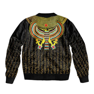 Ancient Egyptian Sleeve Zip Bomber Jacket Symbol of Horus The Falcon God