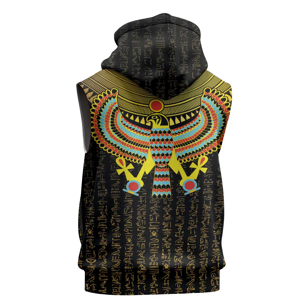 Ancient Egyptian Sleeveless Hoodie Symbol of Horus The Falcon God - African Pride