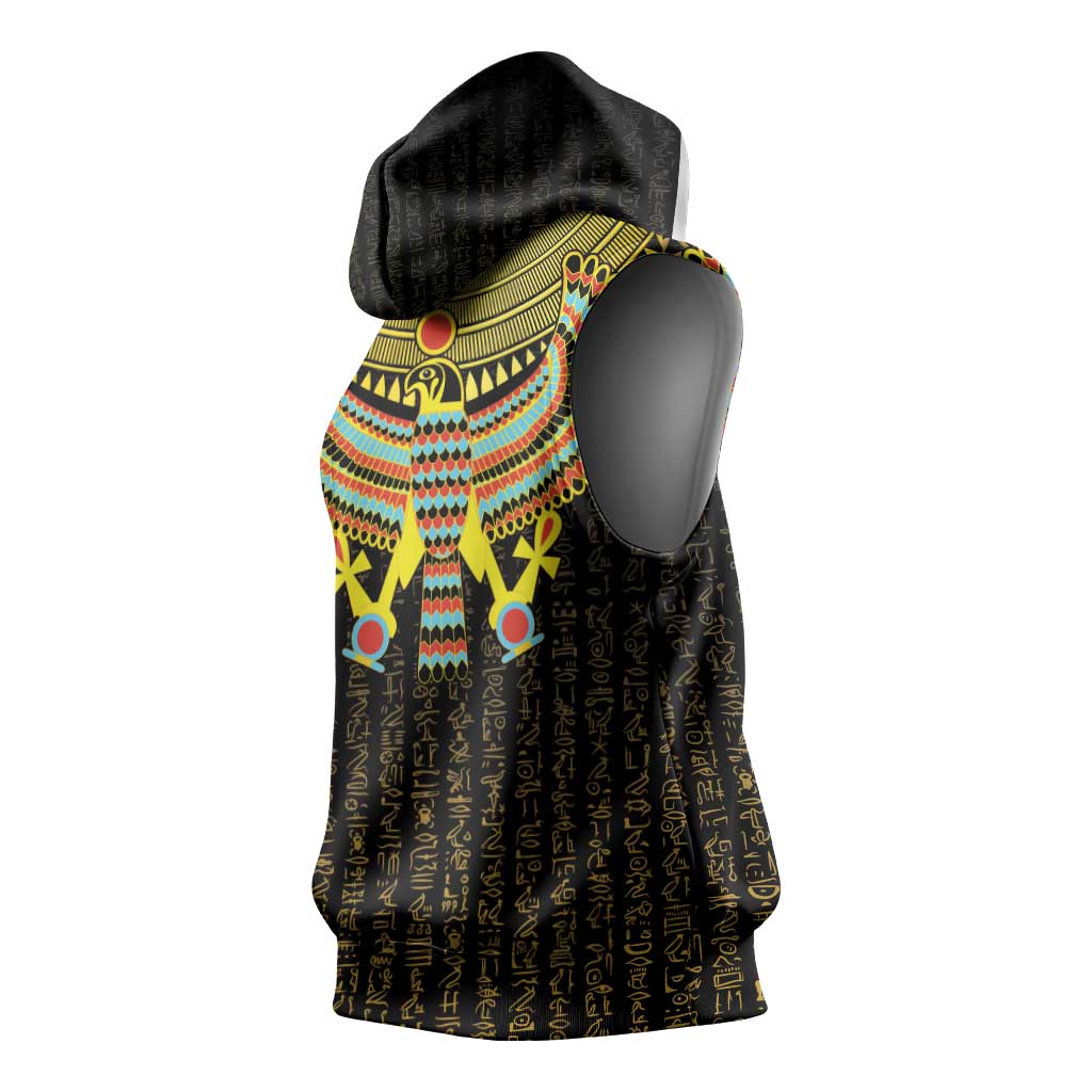 Ancient Egyptian Sleeveless Hoodie Symbol of Horus The Falcon God - African Pride