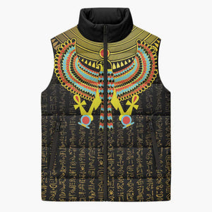 Ancient Egyptian Sleeveless Puffer Jacket Symbol of Horus The Falcon God