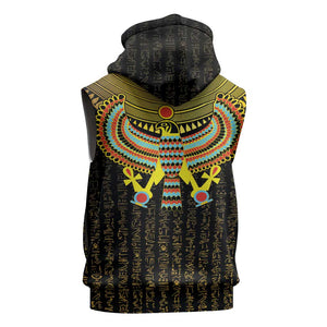 Ancient Egyptian Sleeveless Zip Hoodie Symbol of Horus The Falcon God - African Pride