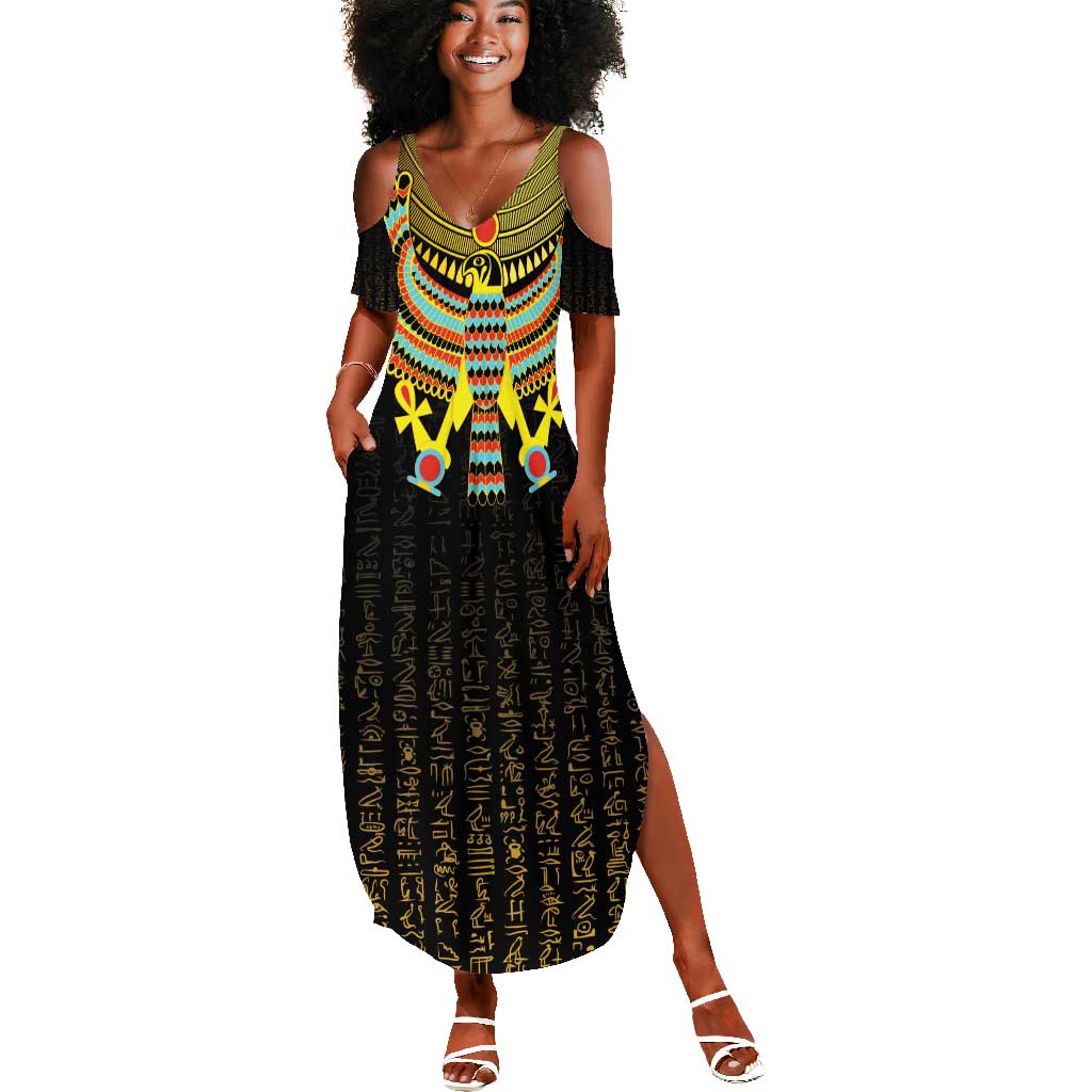 Ancient Egyptian Summer Maxi Dress Symbol of Horus The Falcon God
