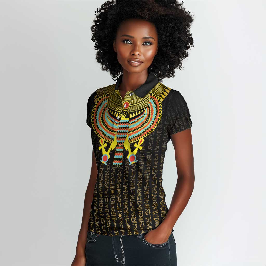 Ancient Egyptian Women Polo Shirt Symbol of Horus The Falcon God