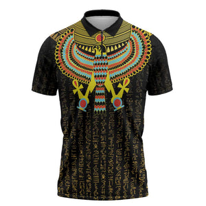 Ancient Egyptian Zipper Polo Shirt Symbol of Horus The Falcon God